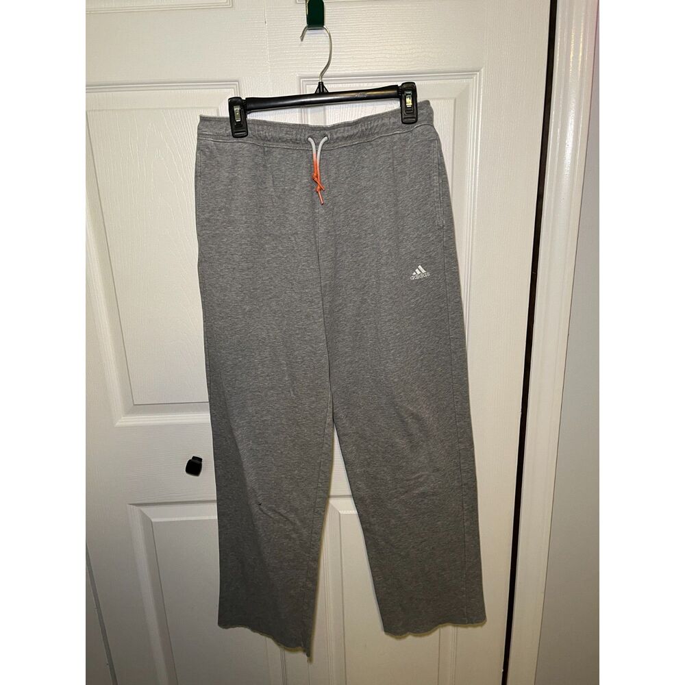 Adidas Gray Lounge Sweatpants Womens Medium Wide Leg Drawstring Casual